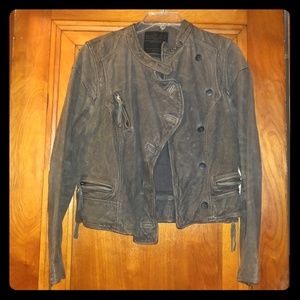 Asymmetrical gray All Saints leather jacket, 8US